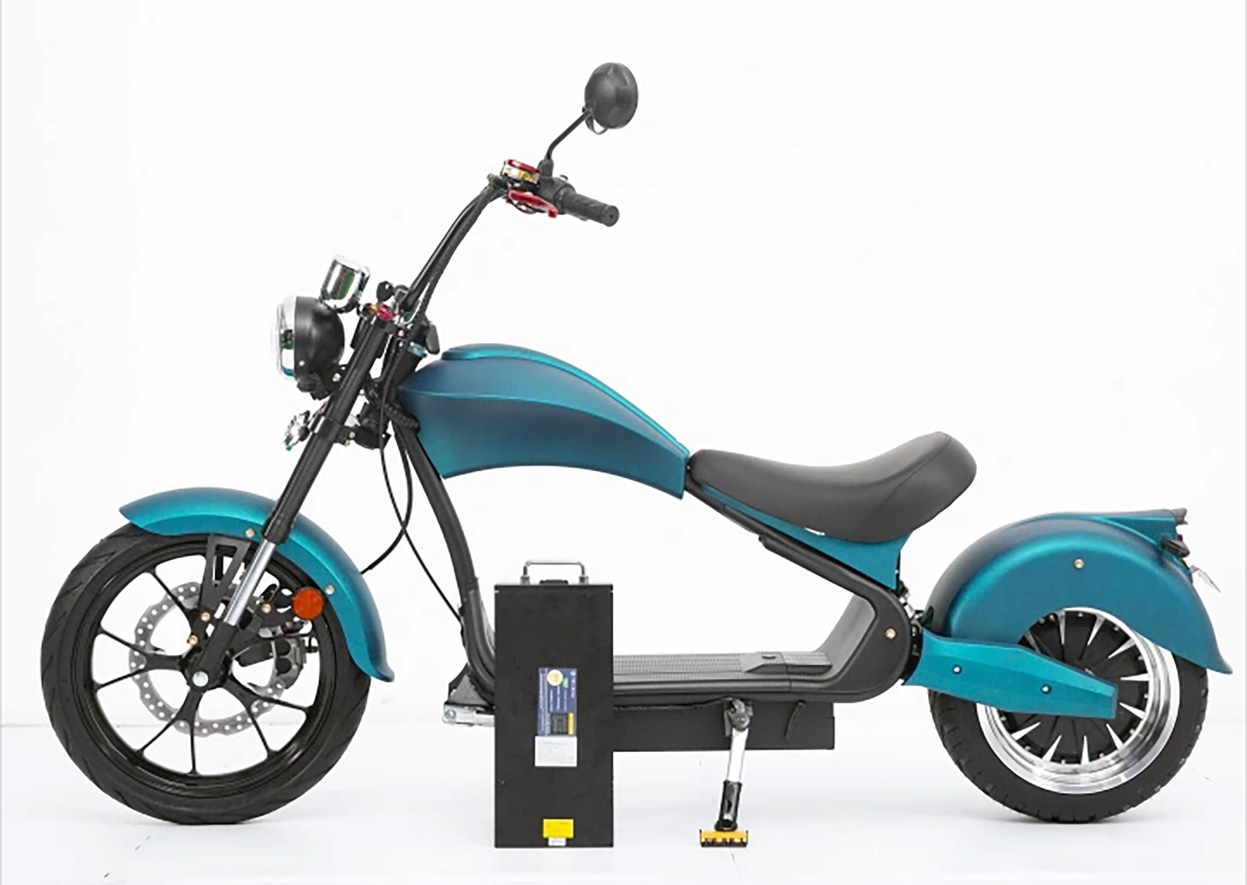 RocknBike EMH3 Elektro-Chopper 45km/h Schwarz-Matt Vorne Rechts