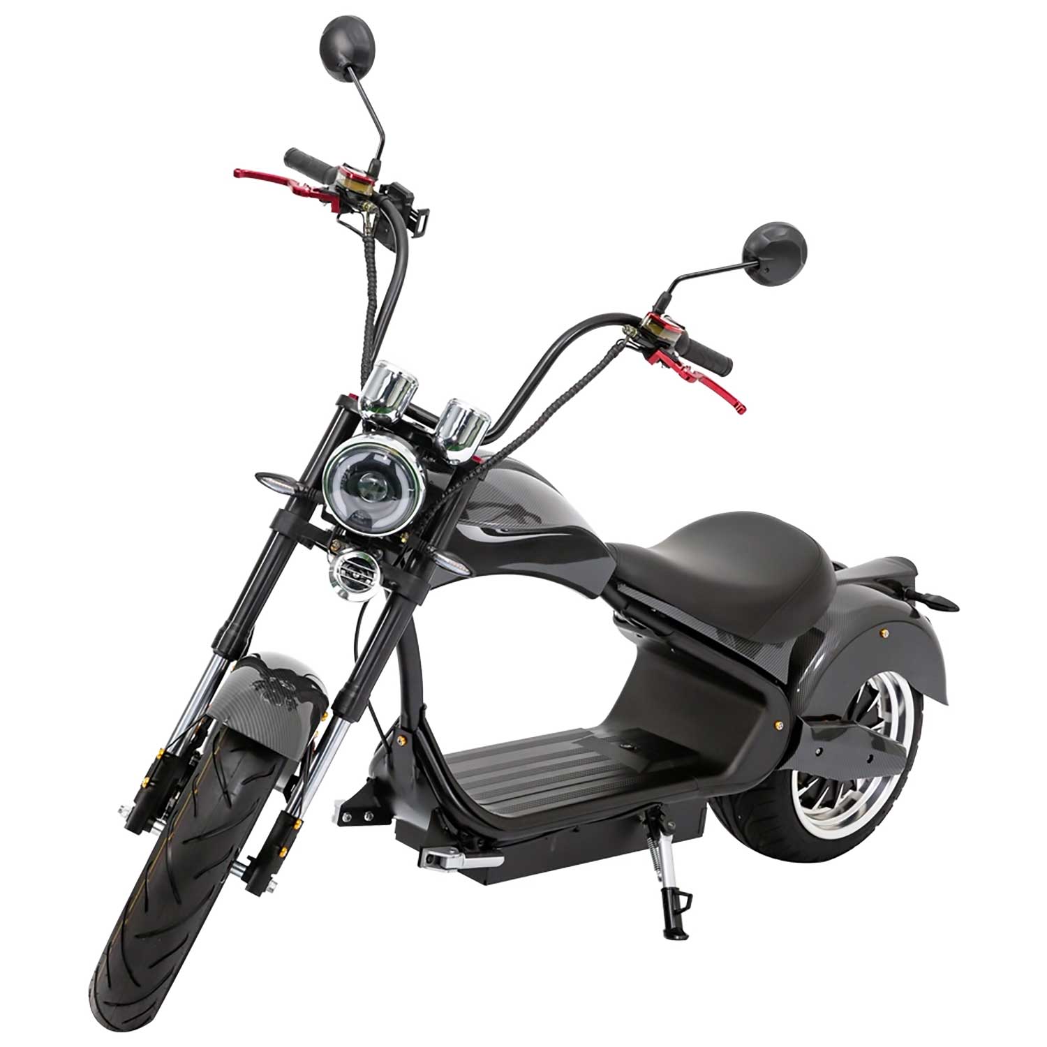 RocknBike EMH3 Elektro-Chopper 45km/h Carbon-Look Graphite Vorne Links
